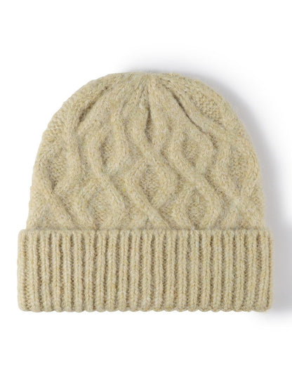 Twist Jacquard Knit Hat Solid Color Beanie