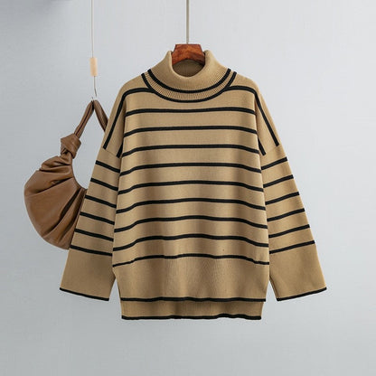 Turtleneck Loose Striped Loose Sweater