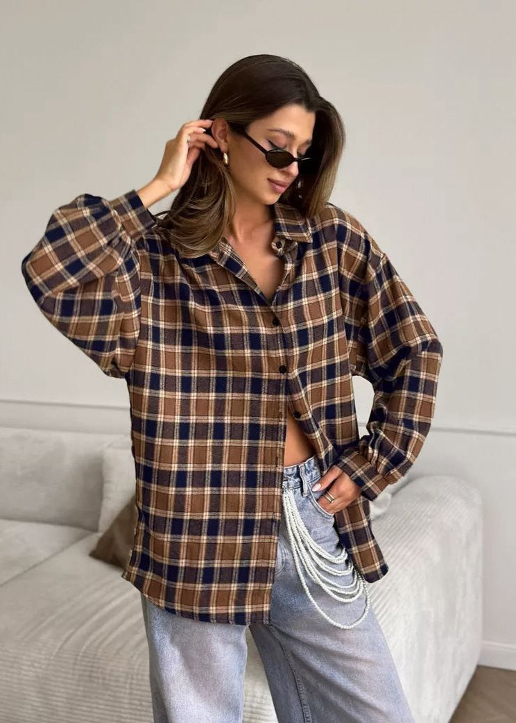 Oversized Cotton Polyester Flannel Button Up Shirt