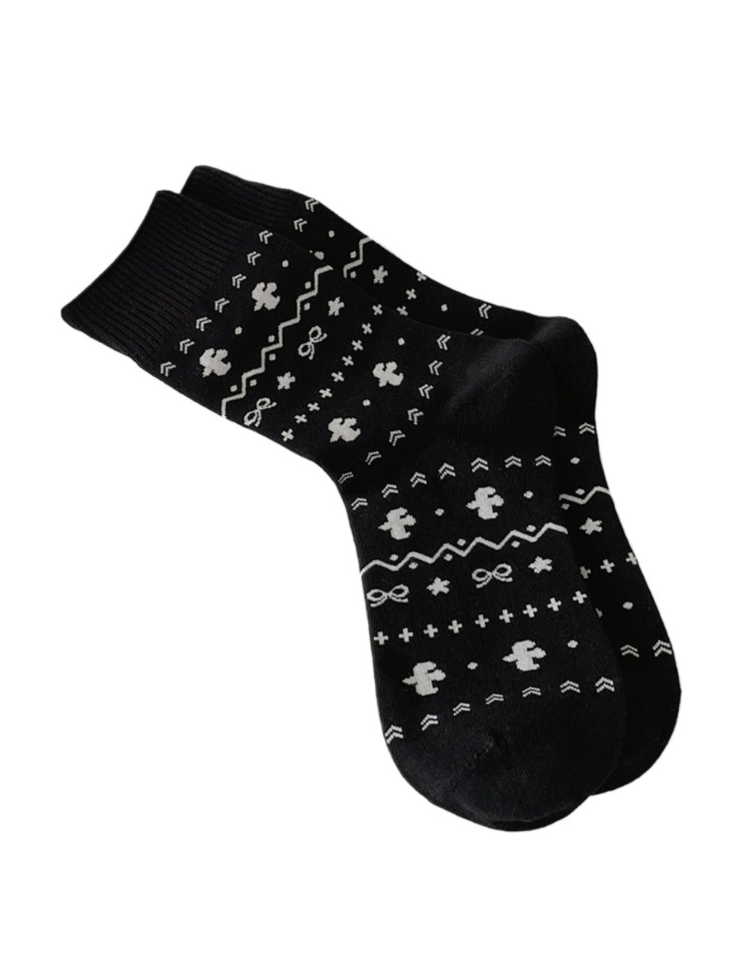 Rufia - Retro Mid-calf Socks with Hearts and Animal Prints