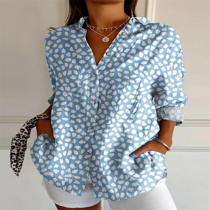 2025 New Retro Floral Art Print Casual Linen Shirt Fashionable Pretty Shirt Fast Shipping