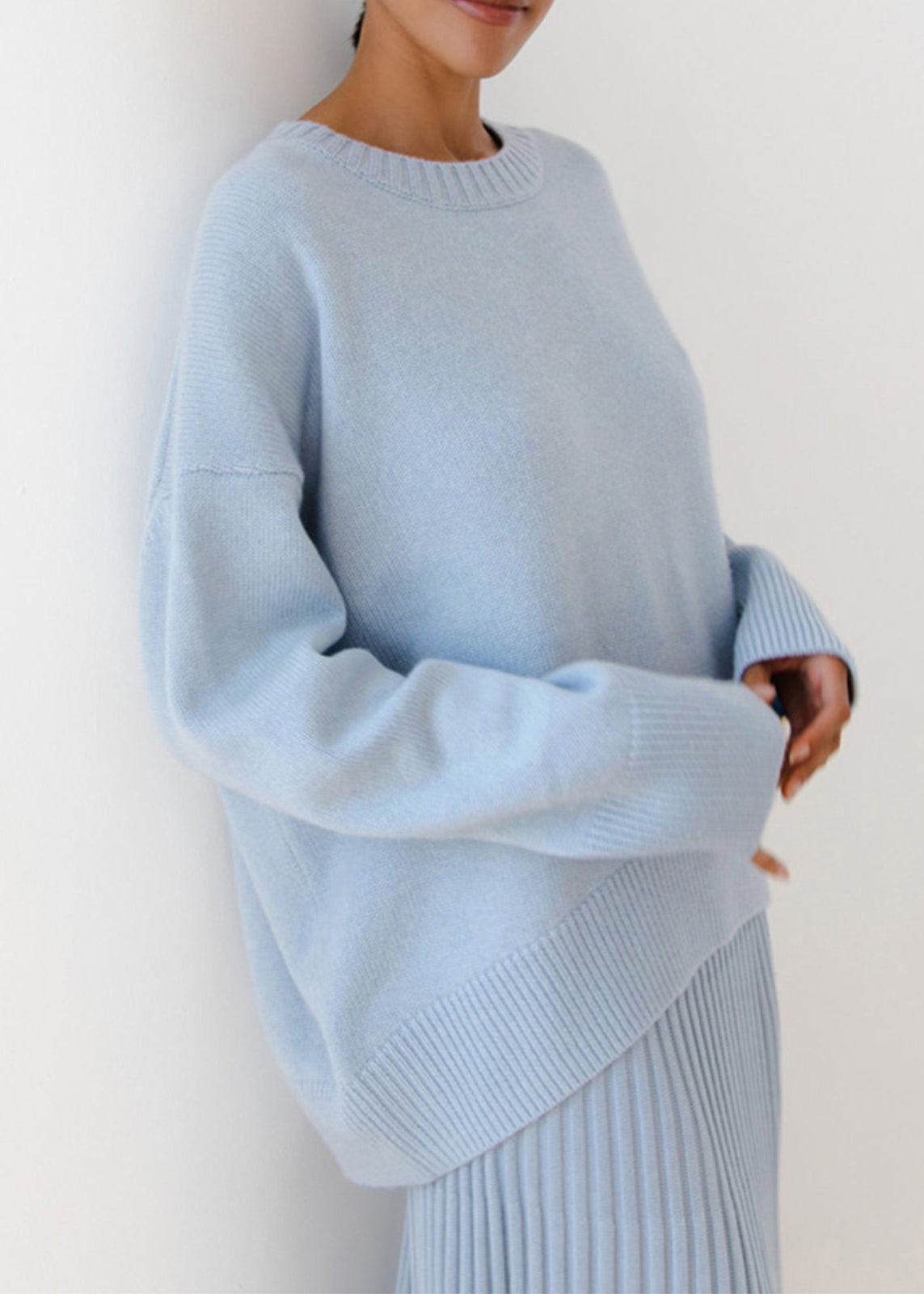 Knit Sweater And Pleated Skirt Set Soft