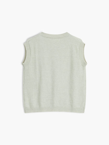 Knit Vest Button Front Sleeveless Cardigan
