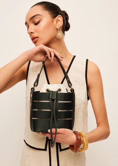 Structured Bucket Bag with Canvas Pouch