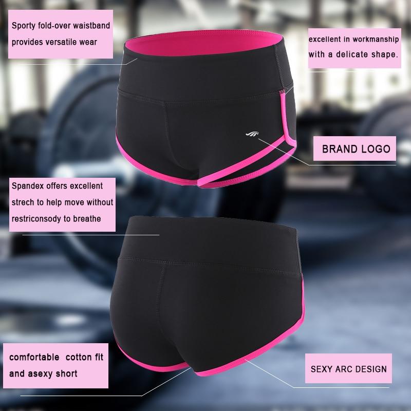 Besgo Sexy Exercise Shorts Women Slim Mini Length Fold-Over Waistband Pilates Running Yoga Shorts Push Up Sports Clothing