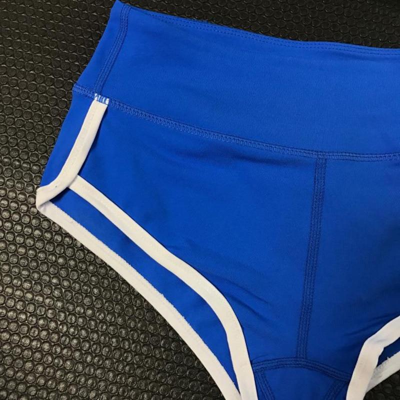 Besgo Sexy Exercise Shorts Women Slim Mini Length Fold-Over Waistband Pilates Running Yoga Shorts Push Up Sports Clothing