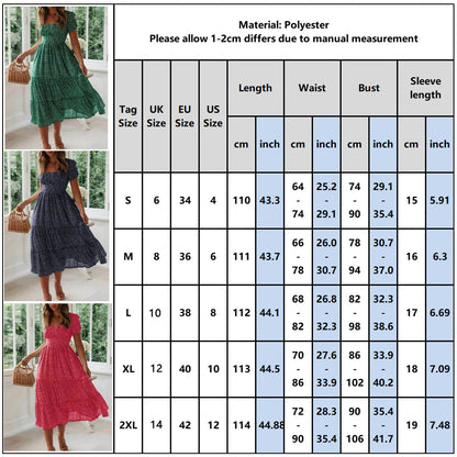 Beach Floral Dress For Women Clothing 2024 Summer Vacation Casual Short Sleeve Slim Fit Long Dress Female Sexy Bohemian Dress