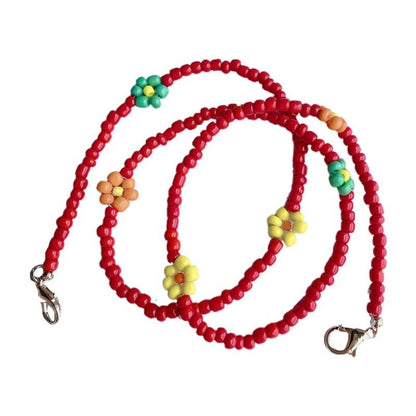 Bohemian Colorful Beaded Face Mask Holder Chain Rainbow Flower Eyeglass Necklace 77He