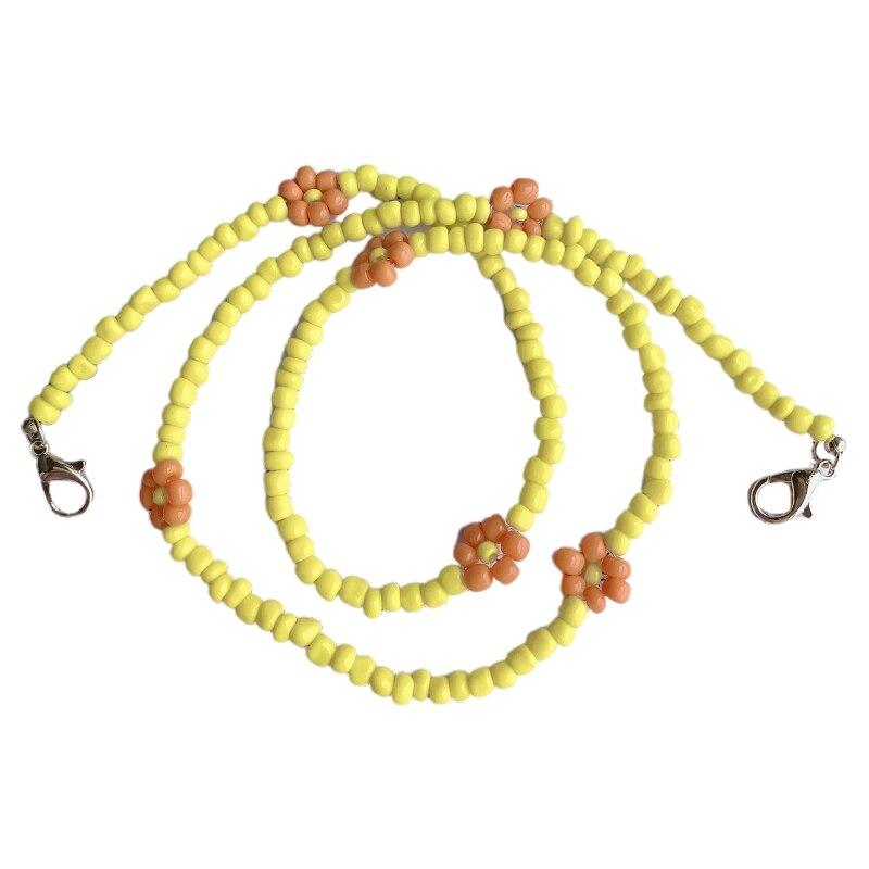 Bohemian Colorful Beaded Face Mask Holder Chain Rainbow Flower Eyeglass Necklace 77He