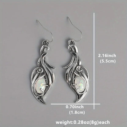 Bohemian Opal Dangle Earrings - Elegant Silver Plated Jewelry Forholidays And Special Occasions