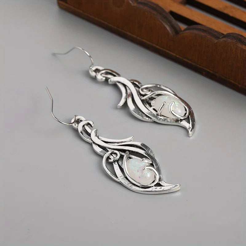 Bohemian Opal Dangle Earrings - Elegant Silver Plated Jewelry Forholidays And Special Occasions