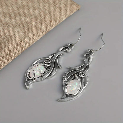 Bohemian Opal Dangle Earrings - Elegant Silver Plated Jewelry Forholidays And Special Occasions