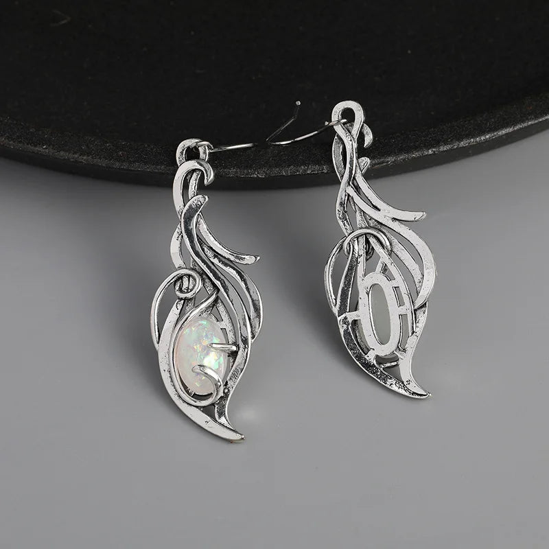 Bohemian Opal Dangle Earrings - Elegant Silver Plated Jewelry Forholidays And Special Occasions