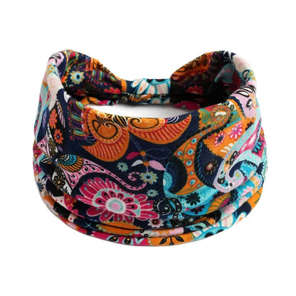 Bohemian Style Elastic Hair Bands Yoga Headband Women Headwear Print Vintage Cross Unisex Scrunchies Hair Accessories