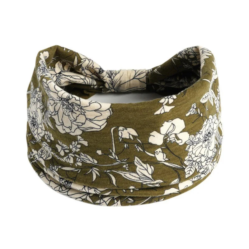 Bohemian Style Elastic Hair Bands Yoga Headband Women Headwear Print Vintage Cross Unisex Scrunchies Hair Accessories