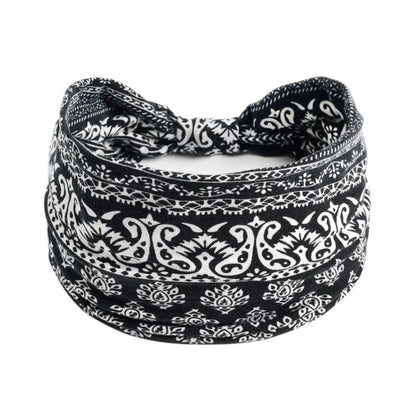 Bohemian Style Elastic Hair Bands Yoga Headband Women Headwear Print Vintage Cross Unisex Scrunchies Hair Accessories