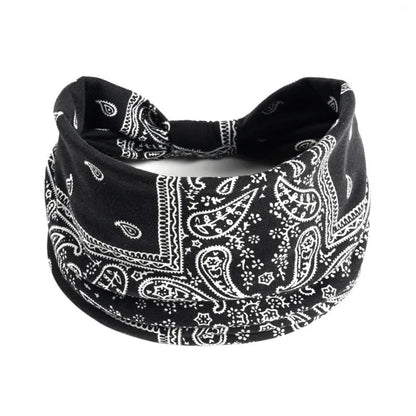 Bohemian Style Elastic Hair Bands Yoga Headband Women Headwear Print Vintage Cross Unisex Scrunchies Hair Accessories