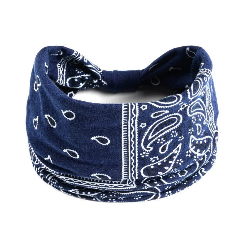 Bohemian Style Elastic Hair Bands Yoga Headband Women Headwear Print Vintage Cross Unisex Scrunchies Hair Accessories