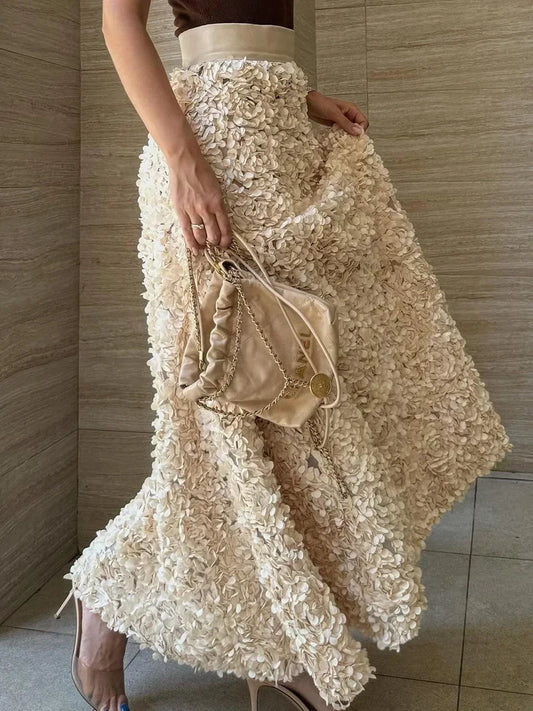 Bornladies Winter Autumn Fashion Long Petal Skirt Women'S Design Inspired Evening Gown Elegant Lady Unique High Waisted Skirt