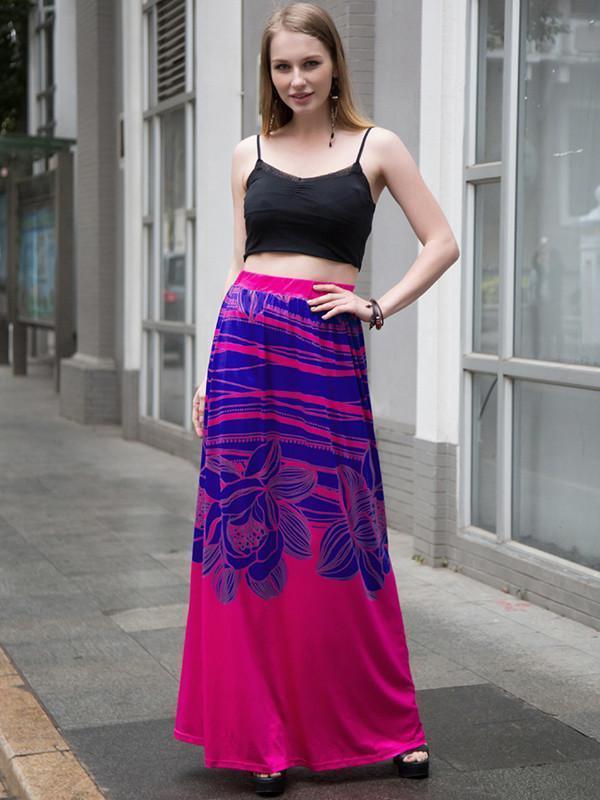 Beautiful Floral-Print Bohemia Beach Long Skirt Bottoms