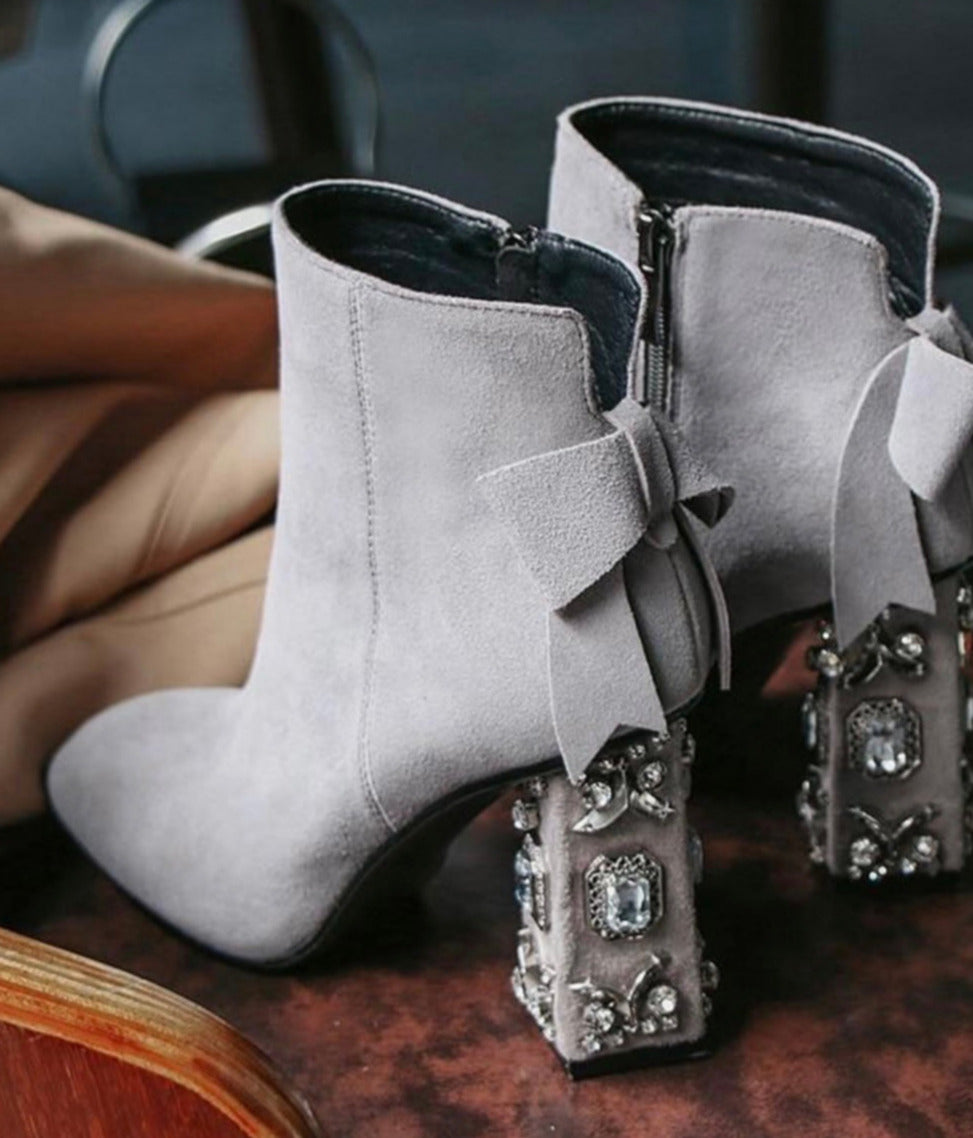 Yinna Crystal Suede Heels