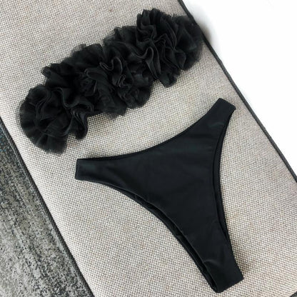 Women'S Swimsuit Wrapped Chest Sexy Mesh High Waist Bikini
