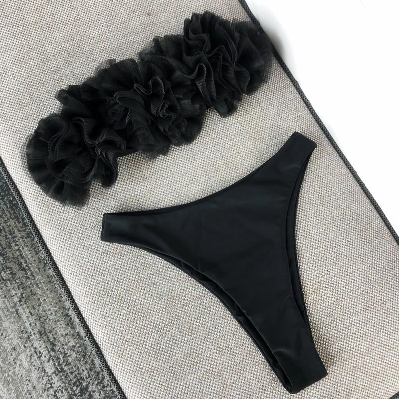 Women'S Swimsuit Wrapped Chest Sexy Mesh High Waist Bikini