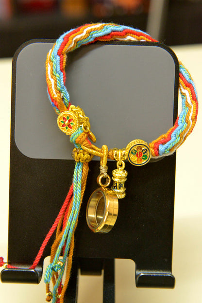 New Colors Handwoven Tibetan Style Hand Rope Zakiram Hand Rope Green Tara Fifth Lord Tangka Bracelet