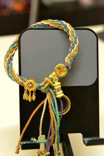New Colors Handwoven Tibetan Style Hand Rope Zakiram Hand Rope Green Tara Fifth Lord Tangka Bracelet
