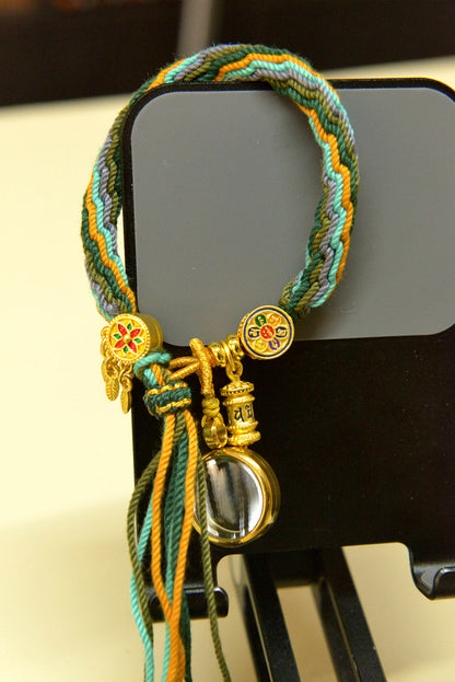 New Colors Handwoven Tibetan Style Hand Rope Zakiram Hand Rope Green Tara Fifth Lord Tangka Bracelet
