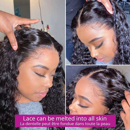 Deep Wave Frontal Wig Transparent Lace Wigs Wet And Wavy Deep Curly Lace Front Human Hair Wigs T Part Brazilian Deep Wave Wig