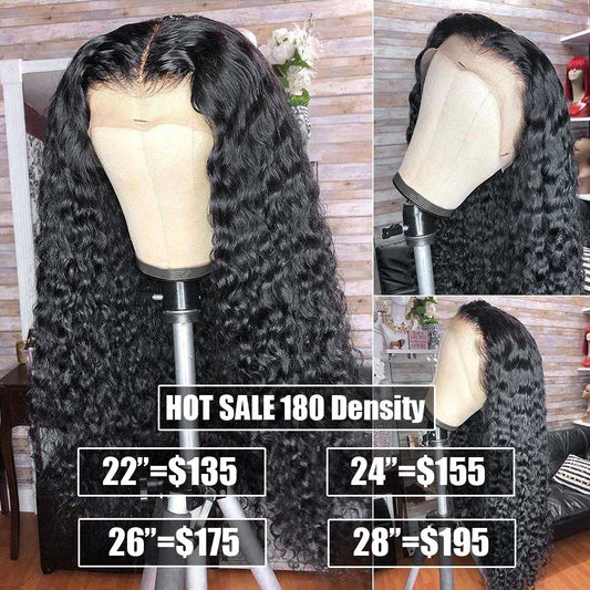 Deep Wave Frontal Wig Transparent Lace Wigs Wet And Wavy Deep Curly Lace Front Human Hair Wigs T Part Brazilian Deep Wave Wig