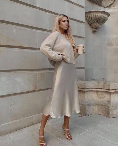 Satin Midi Skirt