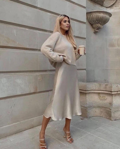 Satin Midi Skirt
