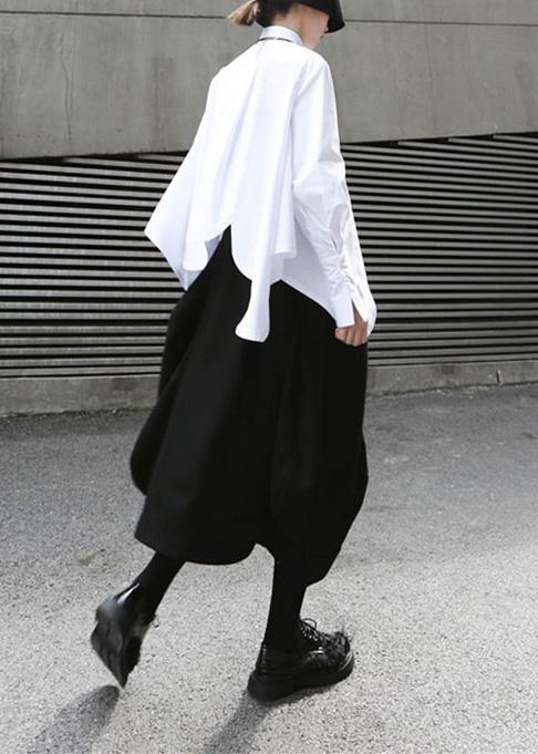Elegant white cotton clothes For Women asymmetric hem summer shirts