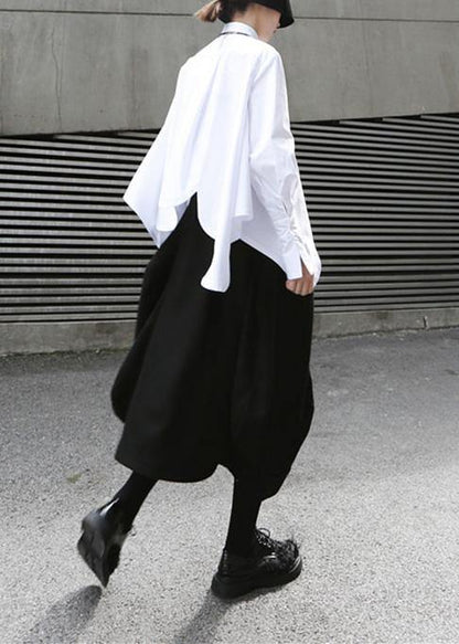 Elegant white cotton clothes For Women asymmetric hem summer shirts