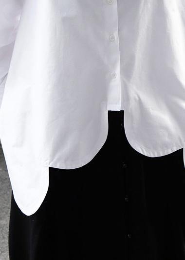 Elegant white cotton clothes For Women asymmetric hem summer shirts