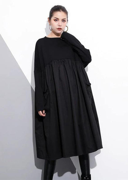 Elegant Cinched o neck Cotton clothes For Women Tutorials Purple  Dresses