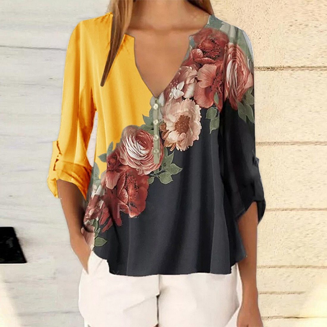 Fashion Flowers Ladies Graphic Plants Floral Print T -Shirts