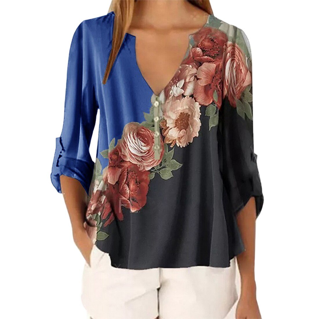 Fashion Flowers Ladies Graphic Plants Floral Print T -Shirts