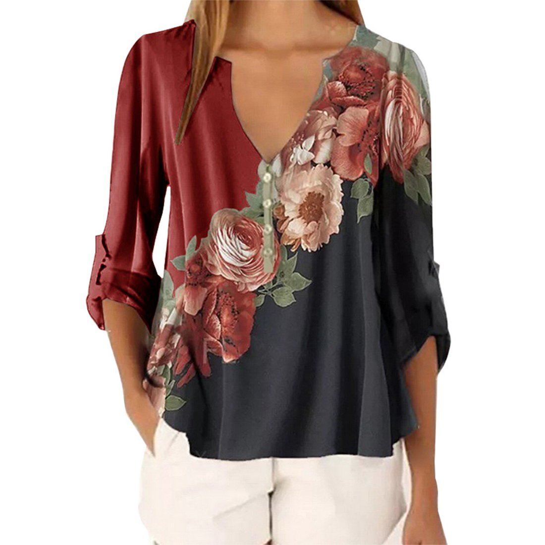 Fashion Flowers Ladies Graphic Plants Floral Print T -Shirts