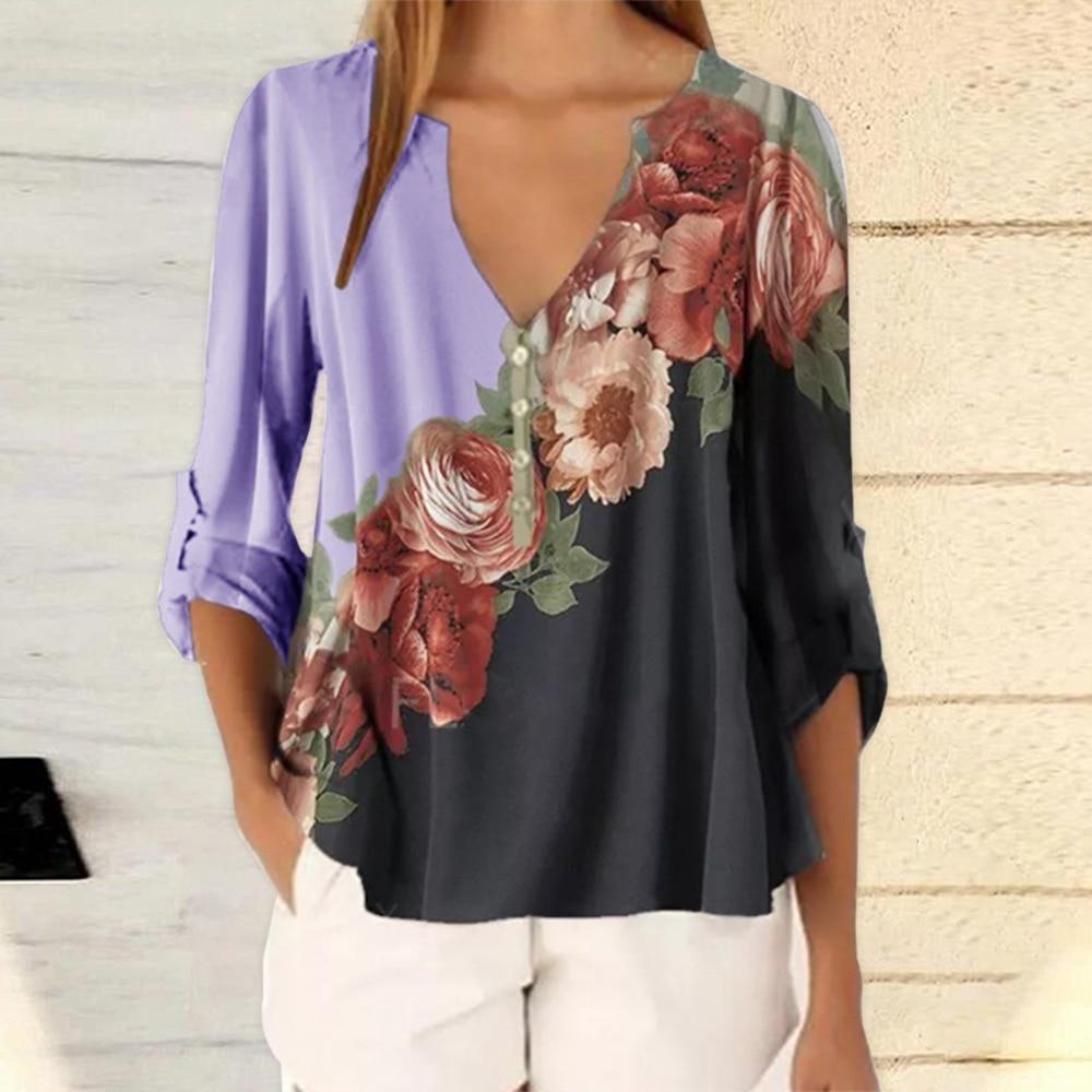Fashion Flowers Ladies Graphic Plants Floral Print T -Shirts