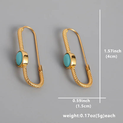 Gorgeous Turquoise Beaded Earrings - Handmade Boho Style Gold Color Metal Hoop Earrings