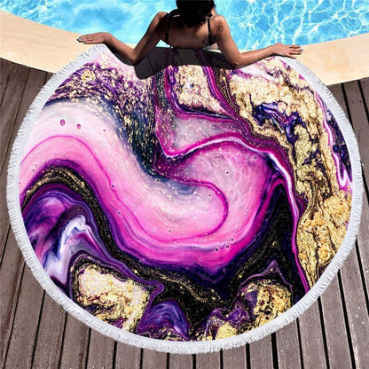 Big Round Beach Towel Colorful Quicksand Print Shower Bath Towels Beach Mat