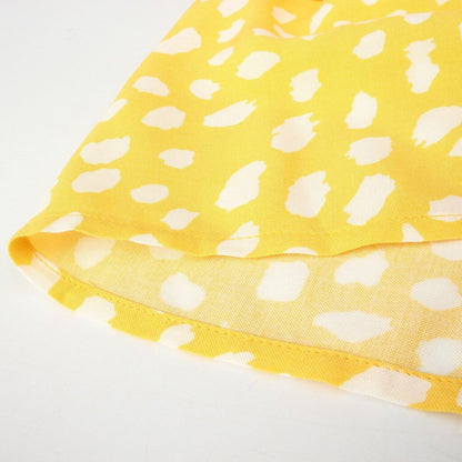 Women Loose O-Neck Short Sleeve Dots Print Mini Dresses