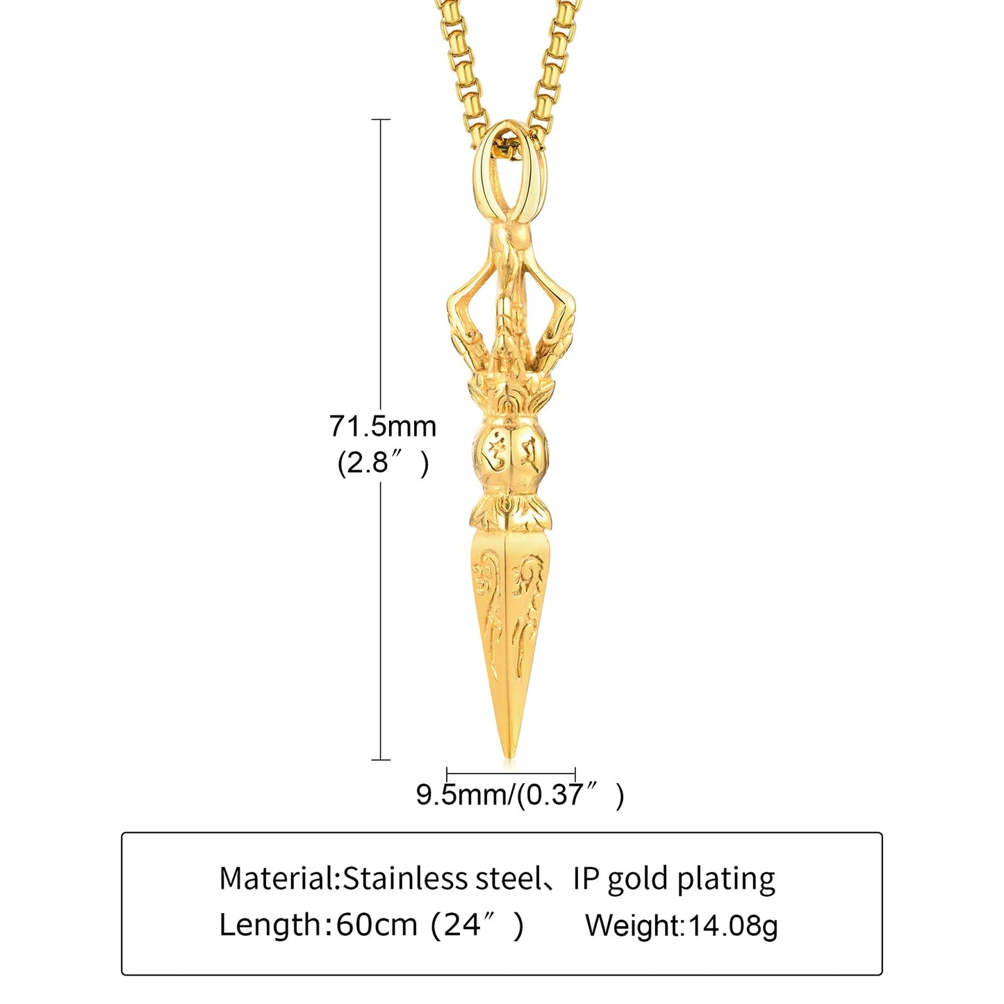 Stainless Steel Tibetan Buddhist Protection Pendant Necklace