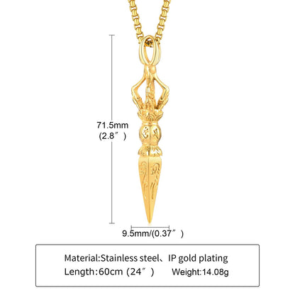 Stainless Steel Tibetan Buddhist Protection Pendant Necklace