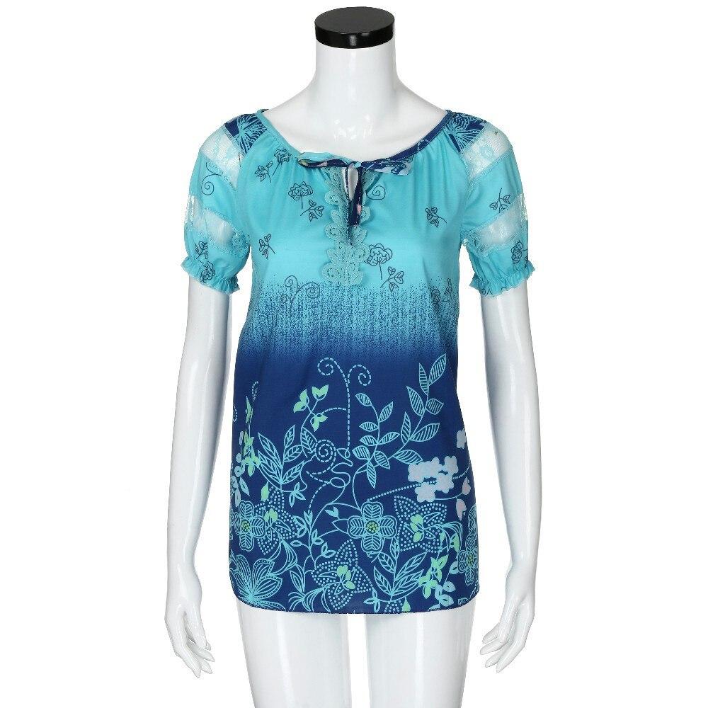 Womens Lace Blouses Summer Short Sleeve Tops Loose Shirt