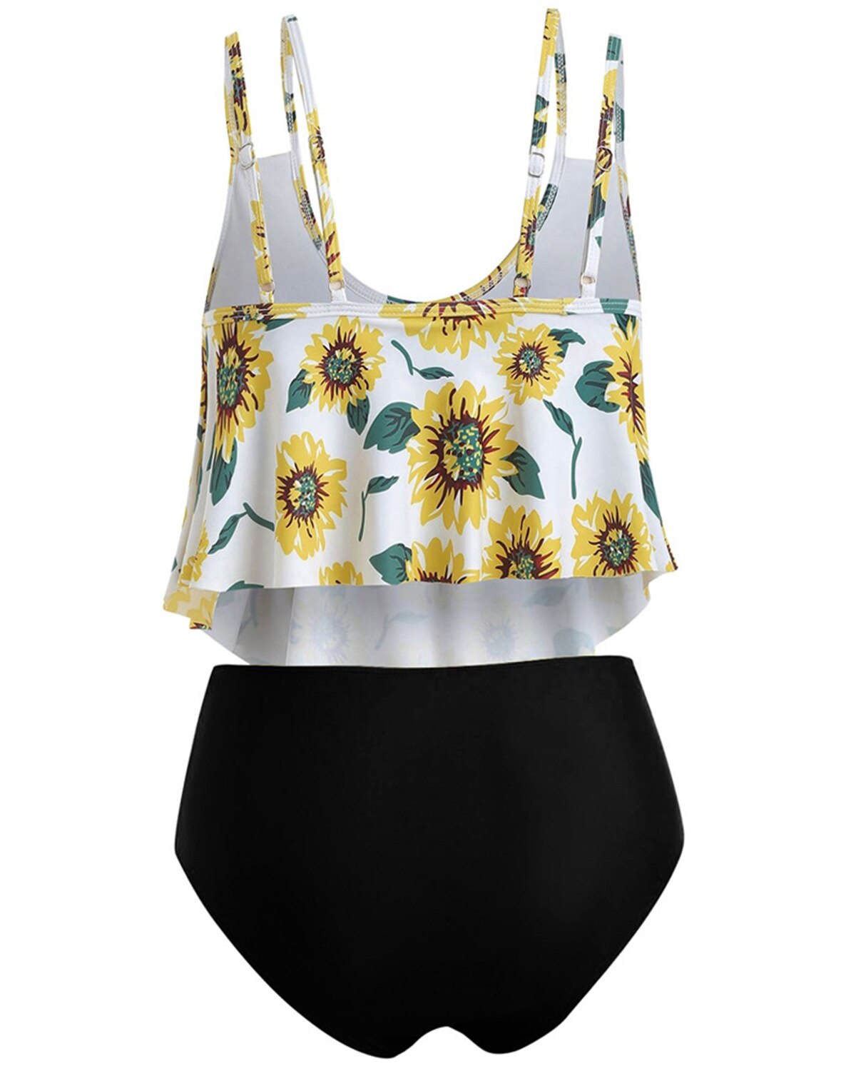 Summer High Waist Sunflower Print Split Swimsuit