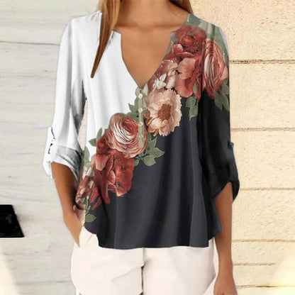 Fashion Flowers Ladies Graphic Plants Floral Print T -Shirts